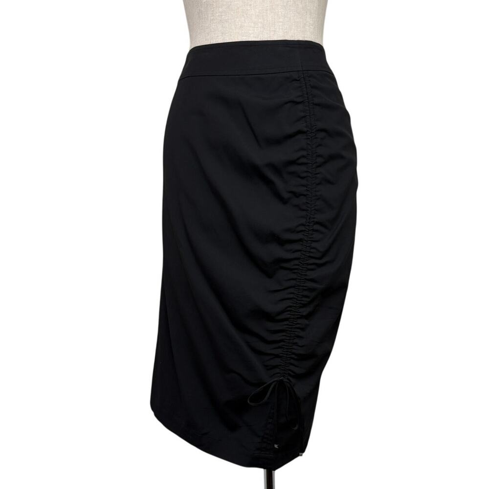 Sportmax Ruched Midi Pencil Skirt Black Asymmetrical Minimal Utility Italian